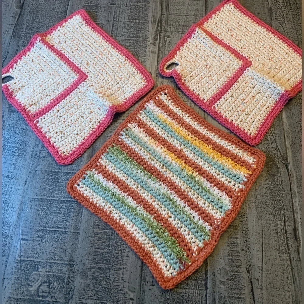 Crochet Pot Holders/ Dish Rag, 9.5”x9.5”, Handmade, handcrafted.